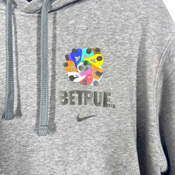 Nike Be True Men's Size Large Grey Fleece Pullover Hoodie Sweatshirt DR9538-091 - Picture 7 of 13